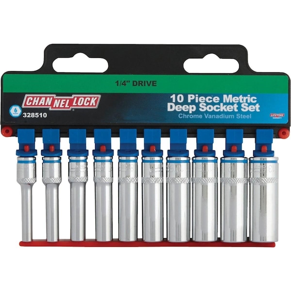 Channellock Metric 1/4 In. Drive 6-Point Deep Socket Set 10-Piece 328510 - main
